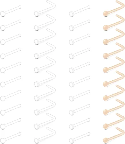Miniatura 12 de MODRSA 16g 20g Mix Clear Piercing Retainers Plastic Septum Retainer Clear Nose Studs for Work Flexible Lip Plastic Earring Studs for Sport Surgery