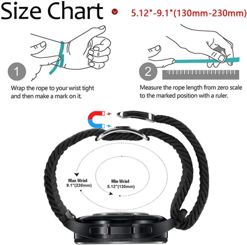 Miniatura 9 de Abanen Correa elástica de nailon trenzado de 0.787 pulgadas para Garmin Vivoactive 5/Venu Sq/Venu 2 Plus, correa elástica suave con cierre magnético