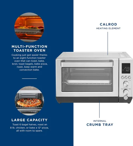 Miniatura 2 de GE - Horno tostador de convección Tecnología de calefacción Calrod Horno tostador de gran capacidad completo con 7 modos de cocción y accesorios