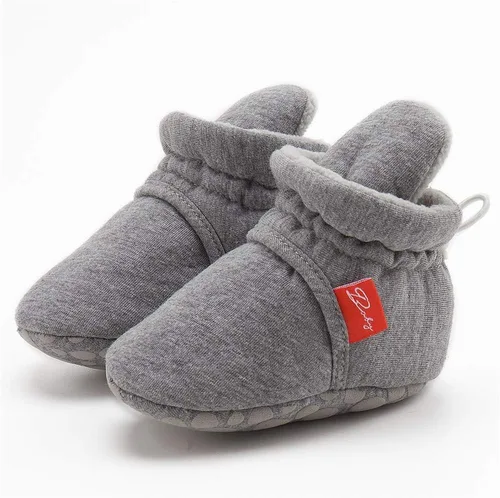 Miniatura 14 de Botines de forro polar para bebés, niños y niñas, pantuflas antideslizantes con agarre suave, zapatos de calcetín para recién nacidos, cuna