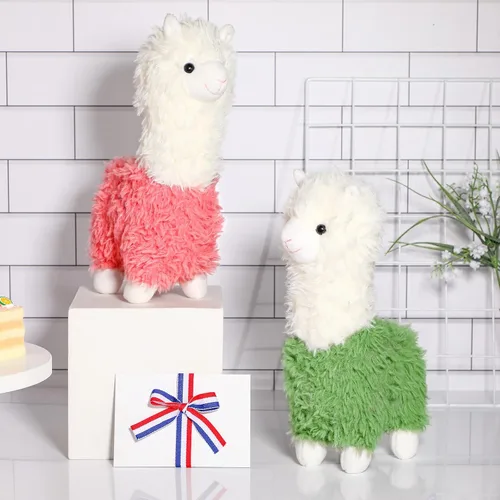Miniatura 5 de Chalyna Juego de 2 piezas de peluche de llama suave de 10 pulgadas, juego de juguetes de alpaca Kawaii para bebés, niñas y niños, regalo de fiesta