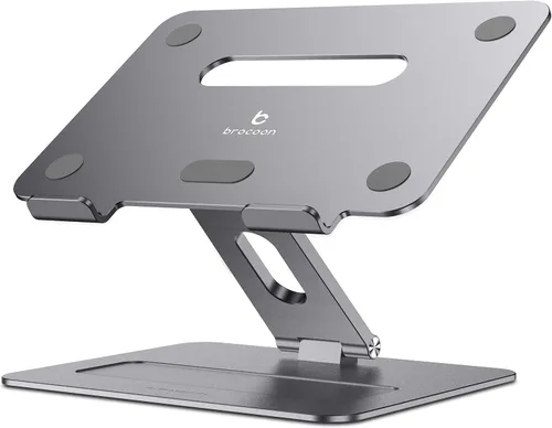 Miniatura 8 de Soporte ajustable para computadora portátil MacBook para escritorio Elevador ergonómico de aluminio para laptop con ventilación térmica, Negro