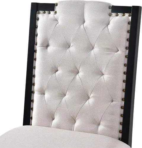 Miniatura 11 de Merax Juego de mesa de comedor de cocina de 6 piezas, mesa rectangular de 60 pulgadas con 4 sillas tapizadas con respaldo alto y 1 banco, patas