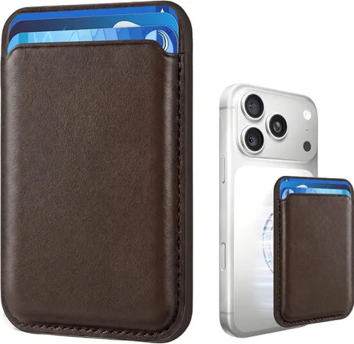 Miniatura 9 de Tarjetero magnético más fuerte de piel RFID para iPhone 16 Series, accesorios Mag-Safe para iPhone 17/16/15/14/13/12 y Pro/Promax, negro