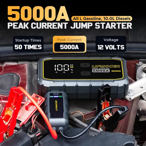 Miniatura 2 de LIFMOCER GS500 Arrancador de Automóvil - Arrancador de Batería de Automóvil de 5000A para Todos los Motores de Gasolina y Motores Diesel de hasta