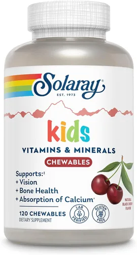 Miniatura 8 de SOLARAY Vitaminas y minerales para niños, multivitamínico completo para niños, gran sabor a cereza negra (076280047974)