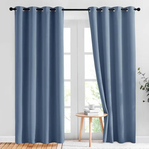 NICETOWN - Cortinas de ventana con aislamiento térmico y ojales, para oscurecer la habitación, tratamientos de ventana para dormitorio, sala de Azul