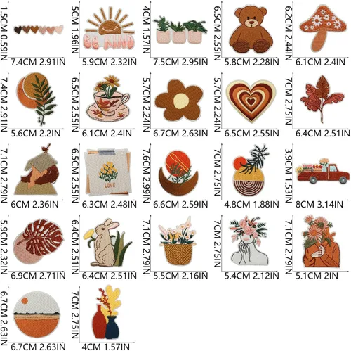 Miniatura 5 de 24 parches retro bohemios para planchar o coser, bonitos apliques bordados femeninos, decoración de moda para ropa, sombrero, bolso, vestido, Planta