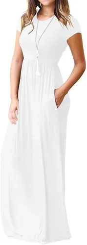 Miniatura 2 de VIISHOW - Vestidos largos para mujer, estilo casual, manga corta, con bolsillos