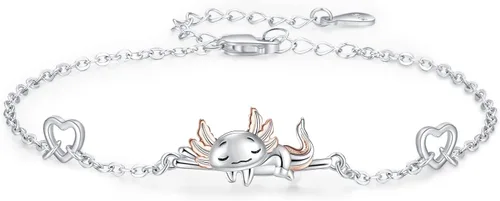 Miniatura 7 de Pulsera de plata de ley 925 ajustable con diseño de ajolote, panda, racón, girasol, joyería para hija o amiga, regalo de cumpleaños