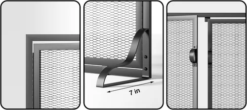 Miniatura 6 de Kingson Pantalla plana para chimenea de 37.8 x 30.7 pulgadas con puertas, 2 paneles hechos a mano de hierro forjado sólido, malla decorativa