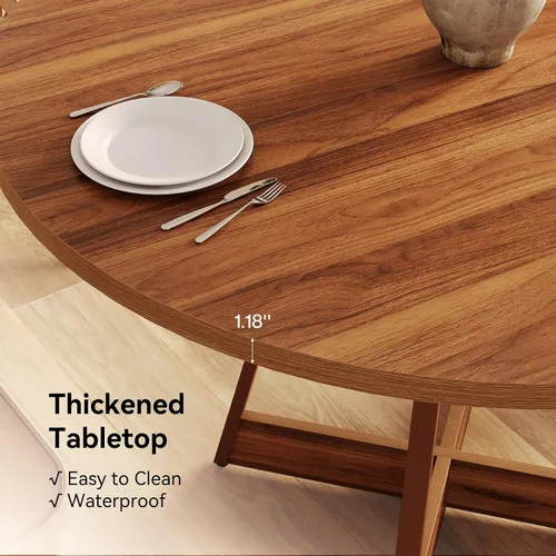 Miniatura 5 de LITTLE TREE Mesa de comedor redonda de 39 pulgadas para 2-4, mesa de cocina circular de granja para comedor, mesa de comedor de madera con pedestal