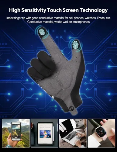 Miniatura 5 de INBIKE Guantes de ciclismo para hombre y mujer, forro polar fino, para pantalla táctil, guantes de bicicleta acolchados para correr, conducir