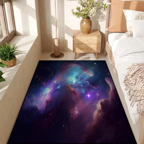 Miniatura 5 de Alfombra de Área Galaxy para Dormitorio y Sala de Estar para Niñas, Niños y Niños, Alfombra Grande de Nebulosa Vórtice, Alfombras Decorativas