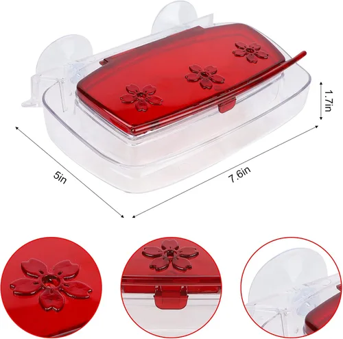 Miniatura 3 de Juegoal - Comedero de colibrí para ventana, bandeja de alimentación de pájaros con 3 estaciones de alimentación, percha de colibrí para exteriores