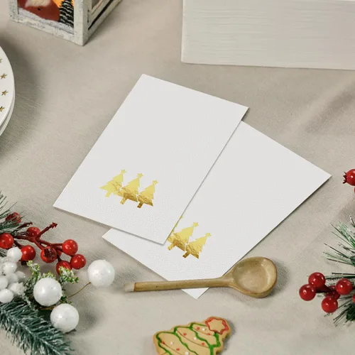 Miniatura 3 de Horaldaily 100 servilletas decorativas desechables de papel de Navidad para invitados, toalla de mano con árboles de Navidad en lámina dorada