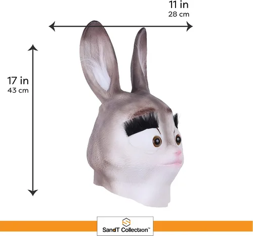 Miniatura 5 de SandT Collection Máscara de látex de cabeza de animal para disfraz de Halloween, fiesta de disfraces de cosplay Conejito