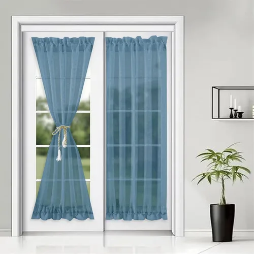 SK Studio Cortinas de luz lateral para puerta francesa, paneles transparentes para filtrar la luz, bolsillo para barra, tratamiento de ventana con