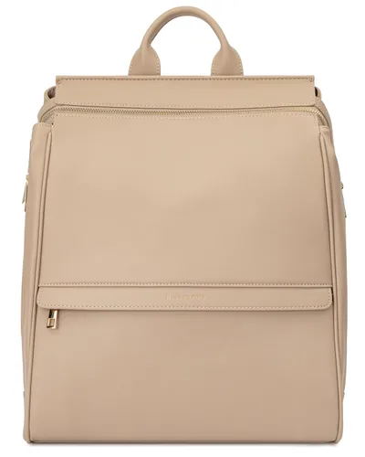 Miniatura 13 de MIA + SOPHIA Mochila de cuero para pañales con puerto de carga USB, cambiador, correas para cochecito y portabotellas (Marrón Mia)