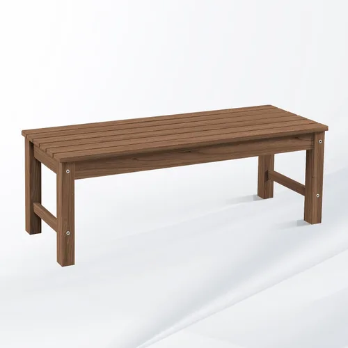 Miniatura 11 de Psilvam Banco para exteriores, banco de porche de madera de polietileno para dos personas, banco de jardín resistente a la intemperie que nunca se