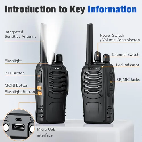 Miniatura 2 de H888S (4 unidades) Walkie Talkies Radio de mano de dos vías con auriculares originales, radios de 2 vías UHF transceptor de mano Walky Talky