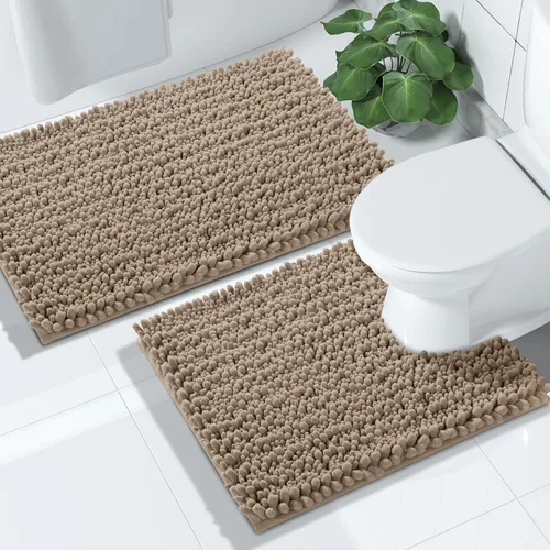 Miniatura 11 de Yimobra - Juego de alfombras de baño de 2 piezas - Alfombra de baño de felpa de lujo extra gruesa de secado rápido, antideslizante súper absorbente