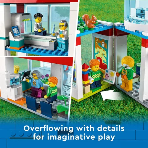Miniatura 3 de LEGO City Hospital Building Set 60330 con ambulancia de juguete, helicóptero de rescate y 12 mini figuras, hospital de juguete de simulación