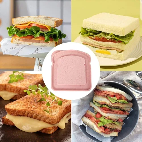 Miniatura 6 de NADUSEP Contenedores para sándwich, 2 unidades, caja de sándwiches, almacenamiento de alimentos, soporte en forma de tostada, de plástico
