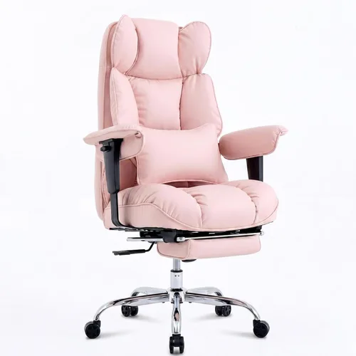 Efomao Silla de oficina grande y alta de 400 libras, silla de escritorio reclinable resistente con reposapiés, silla ejecutiva de piel sintética con