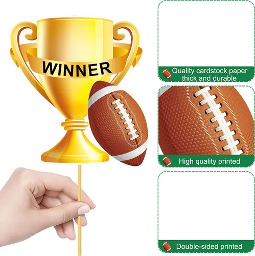 Miniatura 5 de 24 piezas de centros de mesa de fútbol para fiesta de fútbol, decoración de mesa de rugby para el día del juego, fútbol, touchdown, fiesta, tema