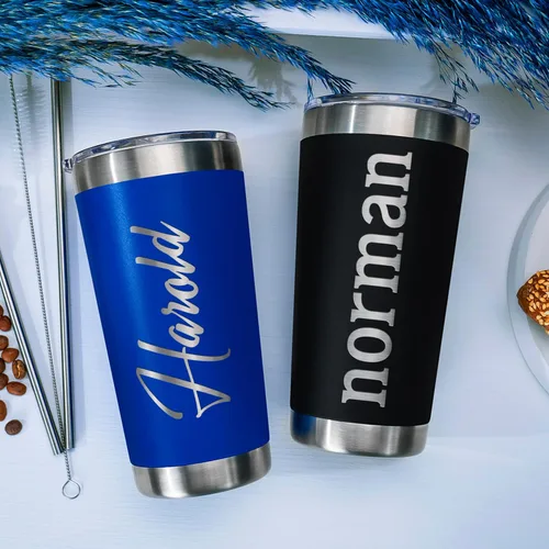 Miniatura 7 de Vasos personalizados, vaso de acero inoxidable de 20 onzas con tapa 13 diseños diferentes Tazas personalizadas de pared doble aisladas para café