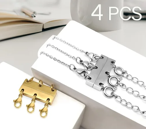 Miniatura 5 de Kcctoo Cierre de capas para collar, separadores de joyas, oro y plata, cierre magnético de collar múltiple para mujer con aspecto en capas