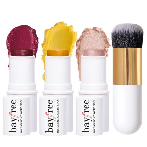 Miniatura 12 de KIMUSE Trío de Barras Múltiples para Maquillaje Facial, Barra de Rubor en Crema para Mejillas y Labios, Barra de Contorno e Iluminador de Maquillaje