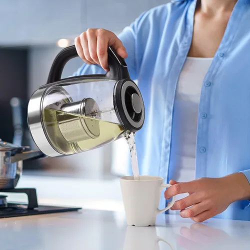 Miniatura 7 de ShanSon Hervidor eléctrico con infusor de té de 1,7 L, control de temperatura, hervidor de té eléctrico de vidrio de 1500 W, caldera de agua