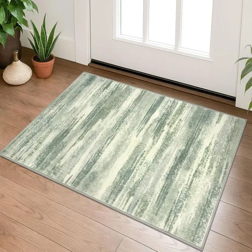 Miniatura 30 de Alfombra de pasillo moderna Lansny 2 x 6 pulgadas, alfombra de cocina lavable verde mostaza multicolor, alfombra antideslizante suave para pasillo