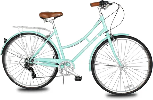 Miniatura 23 de Tracer Osaka - Bicicletas híbridas, marco de acero, Shimano Nexus Inter 3/7 velocidades, agarre marrón asiento marrón, bicicleta de carretera, Rojo