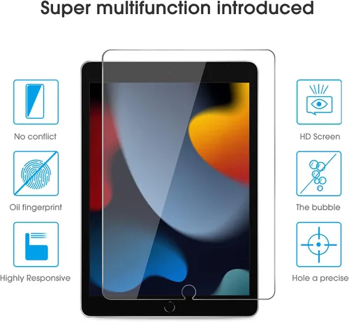 Miniatura 2 de OMOTON Paquete de 2 protectores de pantalla compatibles con iPad de 9ª, 8ª, 7ª generación (10.2 pulgadas, iPad 9/8/7, 2021 y 2020 y 2019) compatible