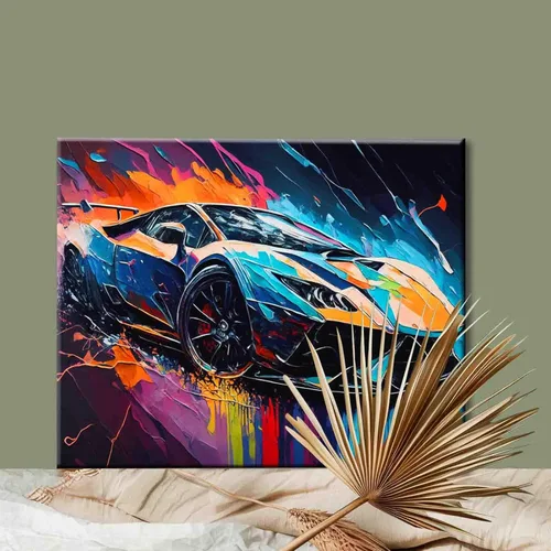Miniatura 2 de Pintura por números, auto de carreras, kit de pintura al óleo de lienzo colorido para niños y adultos, pintura de dibujo de 16 x 20 pulgadas