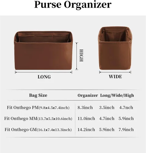 Miniatura 6 de Organizador de bolso para Onthego, inserto de bolsa sedoso, moldeador de bolso ligero para mujer, múltiples bolsillos de material satinado, uso