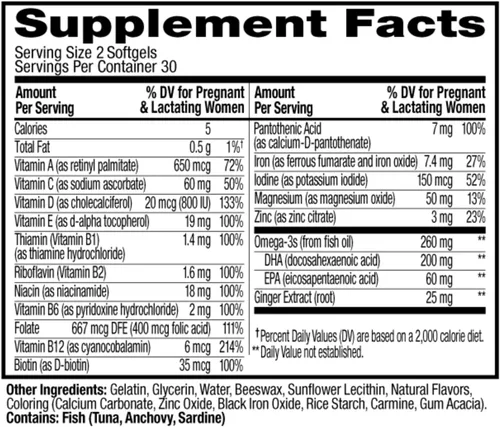 Miniatura 6 de OLLY - Cápsulas blandas multivitamínicos prenatales ultra resistencia, apoya el crecimiento saludable, desarrollo cerebral, hierro, ácido fólico