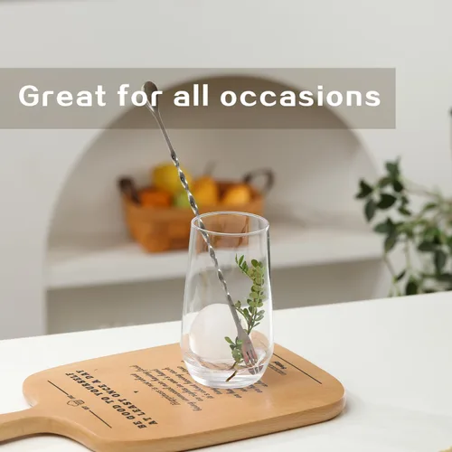 Miniatura 5 de Wlasss Juego de 4 vasos de vidrio transparente de 16.4 onzas, vasos de agua para cerveza, jugo, mojito, té helado, cristalería apta