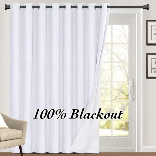 Miniatura 93 de Primitive - Cortinas opacas 100 % de lino texturizado natural para dormitorio, sala de estar, cortinas para ahorra energía, tela de arpillera