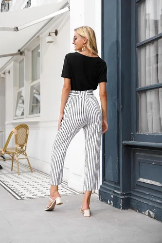 Miniatura 3 de GRACE KARIN Pantalones casuales de cintura alta con volantes para mujer