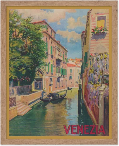 Poster Master Póster de viaje vintage, impresión de turismo retro, regalo para viajeros, amigos, Venecia, Italia, Venecia, romántico, Europa, canal,
