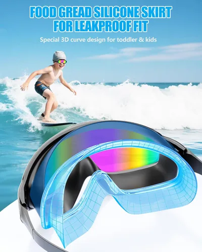 Miniatura 6 de Aegend Nuevo paquete de 2 gafas de natación de visión amplia para niños, gafas antivaho/anti-UV sin fugas con tapones para los oídos para niños de 3