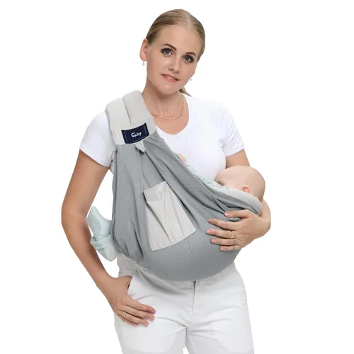 Miniatura 10 de CUBY Portabebés para recién nacidos a niños pequeños, transpirable con soporte ajustable para el cuello, portabebés manos libres para niños pequeños
