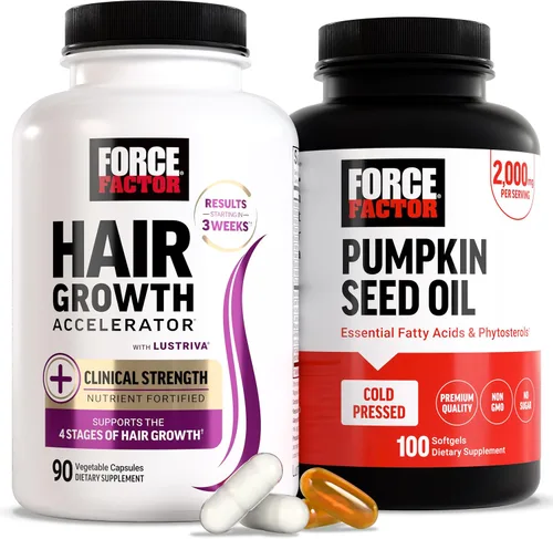 Force Factor Multivitamínico acelerador del crecimiento del cabello para mujeres y hombres, con Lustriva, biotina, cola de caballo y vitaminas A,