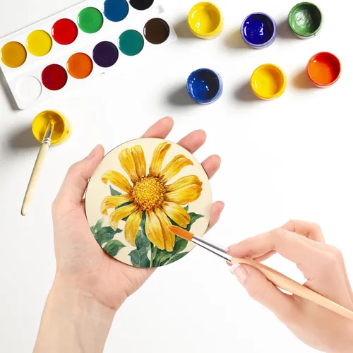 Miniatura 3 de Blisstime Círculos de madera sin terminar para manualidades, discos redondos para pintura, escritura, suministros de bricolaje, grabado y tallado