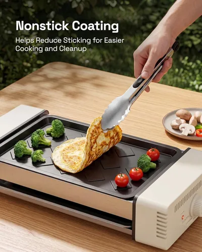 Miniatura 7 de HBN máquina de parrilla rodante para hot dogs 3 en 1 con placa antiadherente y parrilla, parrilla eléctrica compacta de 800W para salchichas