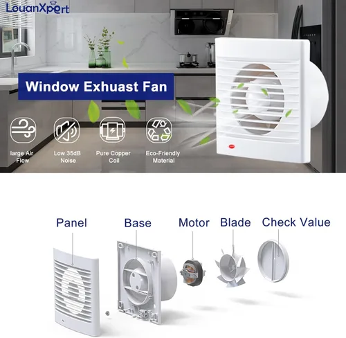 Miniatura 2 de Extractor de baño de 6 pulgadas, extractor de baño de 188 CFM, ventilador de ventilación de vidrio y ventilador de escape de montaje en pared